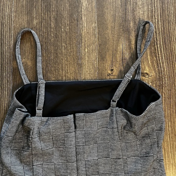 Forever 21 Black Gray Plaid Mini Dress Women's Large‎ Sleeveless Checkered Lined - Picture 5 of 14